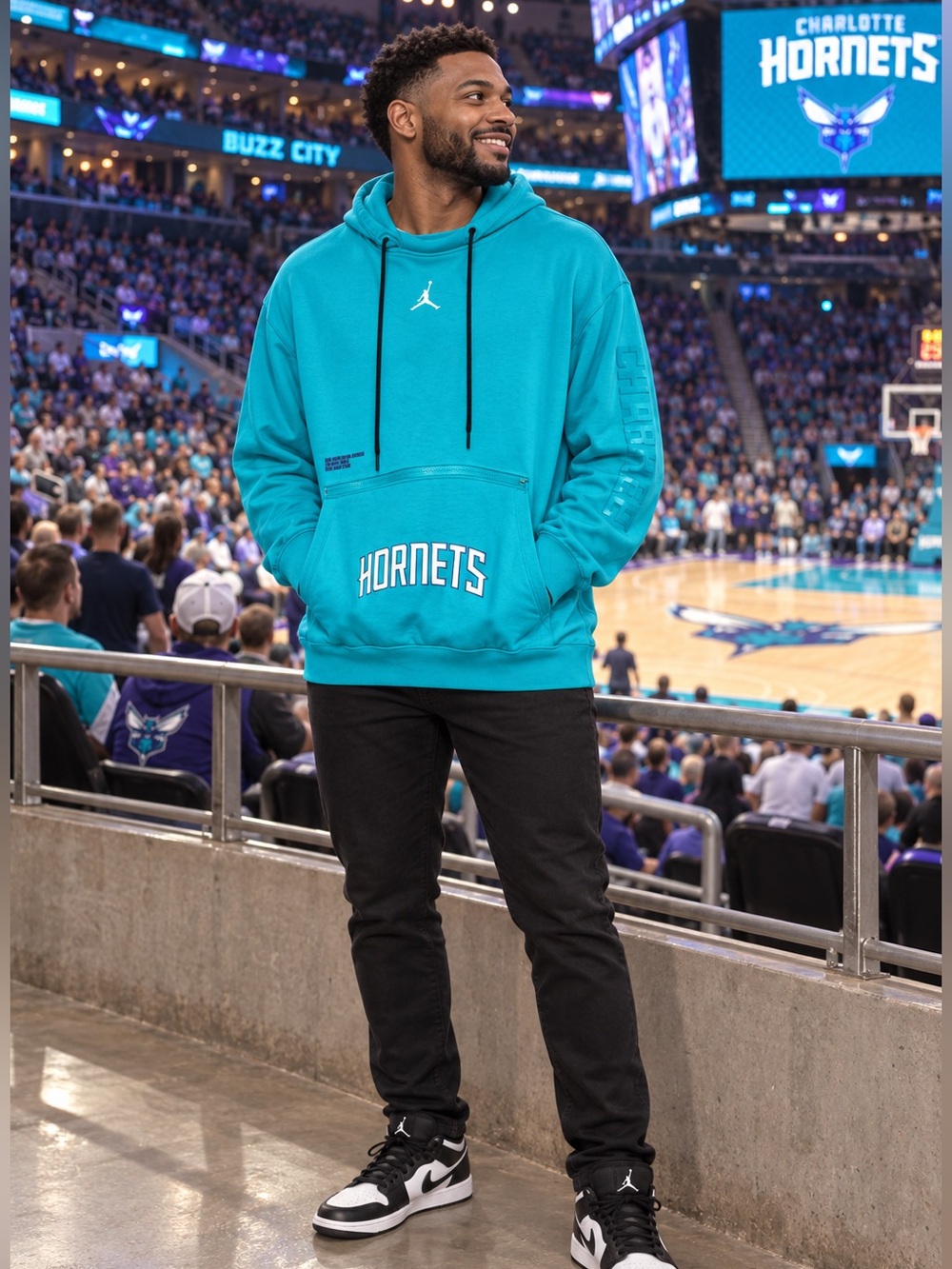 Jordan Charlotte Hornets Statement Edition Hoodie Men’s XL Teal NBA Pullover EUC